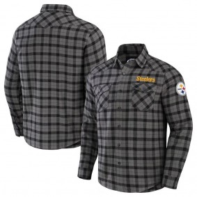 Pittsburgh Steelers NFL x Darius Rucker Flannel Long Sleeve Button-Up Shirt Gray