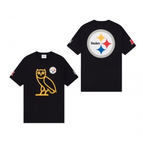 Men's Pittsburgh Steelers OVO x NFL Black OG Owl T-Shirt