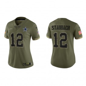 Roger Staubach Women's Dallas Cowboys Olive 2022 Salute To Service Limited Jersey