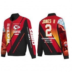 Ronald Jones II Kansas City Chiefs Red Super Bowl LVII Champions Logo Full Zip Nylon Bomber Jacket