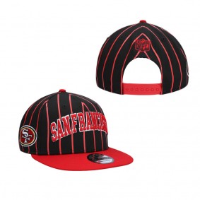 Men's San Francisco 49ers Black Scarlet Pinstripe City Arch 9FIFTY Snapback Hat