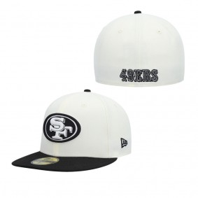 Men's San Francisco 49ers Cream Black Chrome Collection 59FIFTY Fitted Hat
