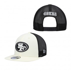 Men's San Francisco 49ers Cream Black Chrome Collection 9FIFTY Trucker Snapback Hat