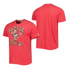 Men's San Francisco 49ers George Kittle Homage Heathered Scarlet Caricature Player Tri-Blend T-Shirt