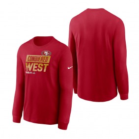 Men's San Francisco 49ers Nike Scarlet 2022 NFC West Division Champions Locker Room Trophy Collection Long Sleeve T-Shirt