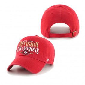 Men's San Francisco 49ers Scarlet 2023 NFC West Division Champions Clean Up Adjustable Hat