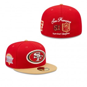 Men's San Francisco 49ers Scarlet Gold Super Bowl XXIX Letterman 59FIFTY Fitted Hat