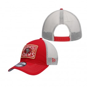 Men's San Francisco 49ers Scarlet Natural Historic Logo Devoted Trucker 9TWENTY Snapback Hat