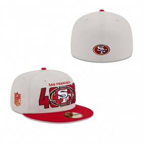 Men's San Francisco 49ers Stone Scarlet 2023 NFL Draft On Stage 59FIFTY Fitted Hat