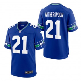 Men's Seattle Seahawks Devon Witherspoon Royal Throwback Player Game Jersey