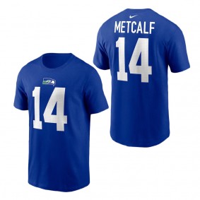 Men's Seattle Seahawks DK Metcalf Royal Throwback Player Name & Number T-Shirt