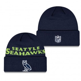 Men's Seattle Seahawks College Navy OVO x NFL Cuffed Knit Hat