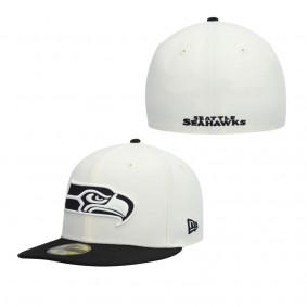 Men's Seattle Seahawks Cream Black Chrome Collection 59FIFTY Fitted Hat
