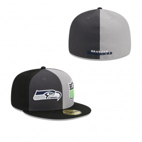 Men's Seattle Seahawks Gray Black 2023 Sideline 59FIFTY Fitted Hat