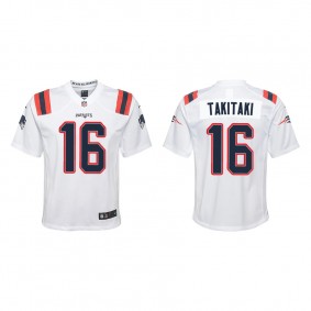 Youth New England Patriots Sione Takitaki White Game Jersey
