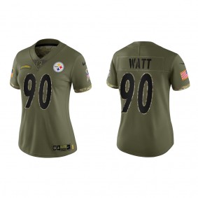 T.J. Watt Women's Pittsburgh Steelers Olive 2022 Salute To Service Limited Jersey
