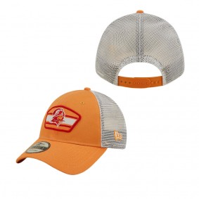 Men's Tampa Bay Buccaneers Orange White Logo Patch Trucker 9FORTY Snapback Hat