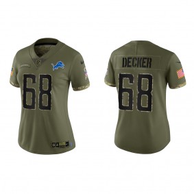 Taylor Decker Women's Detroit Lions Olive 2022 Salute To Service Limited Jersey