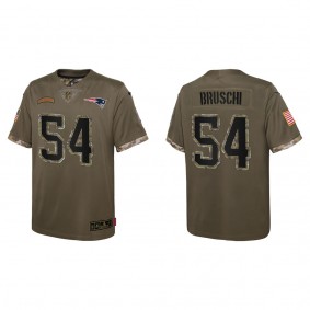 Tedy Bruschi Youth New England Patriots Olive 2022 Salute To Service Limited Jersey