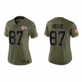 Travis Kelce Women's Kansas City Chiefs Olive 2022 Salute To Service Limited Jersey