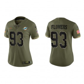 Trey Flowers Women's Miami Dolphins Olive 2022 Salute To Service Limited Jersey