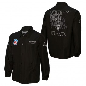 Unisex FENTY for Mitchell & Ness Black Super Bowl LVII Full-Snap Coaches Jacket