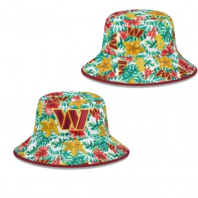 Men's Washington Commanders White Botanical Bucket Hat
