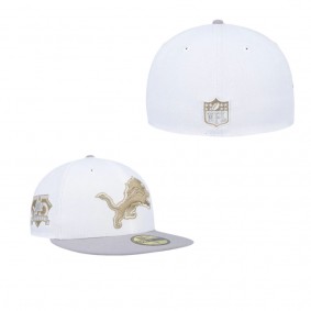 White Gray Detroit Lions 75th Anniversary Gold Undervisor 59FIFTY Fitted Hat