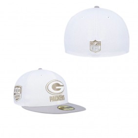 White Gray Green Bay Packers 100th Anniversary Gold Undervisor 59FIFTY Fitted Hat