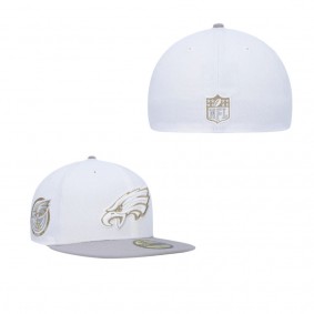 White Gray Philadelphia Eagles 75th Anniversary Gold Undervisor 59FIFTY Fitted Hat
