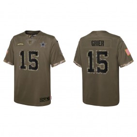 Will Grier Youth Dallas Cowboys Olive 2022 Salute To Service Limited Jersey