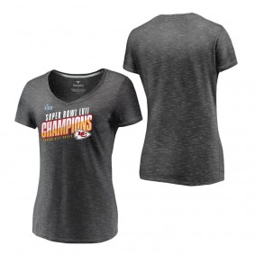 Women's Kansas City Chiefs Gray Super Bowl LVII Champions Victory Formation V-Neck T-Shirt