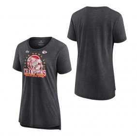 Women's Kansas City Chiefs Heather Charcoal Super Bowl LVII Champions Still Prime Tri-Blend T-Shirt