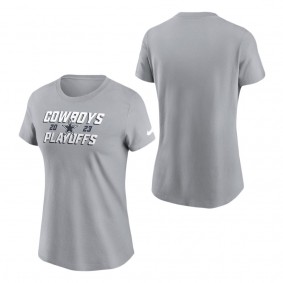 Women's Dallas Cowboys Gray 2023 NFL Playoffs Iconic T-Shirt