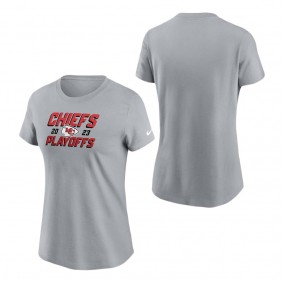 Women's Kansas City Chiefs Gray 2023 NFL Playoffs Iconic T-Shirt