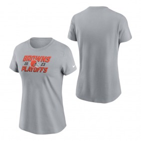 Women's Cleveland Browns Gray 2023 NFL Playoffs Iconic T-Shirt