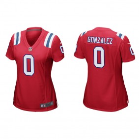 Women's New England Patriots Christian Gonzalez Red 2023 NFL Draft Game Jersey