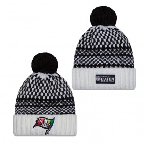 Women's Tampa Bay Buccaneers Black White 2023 NFL Crucial Catch Cuffed Pom Knit Hat