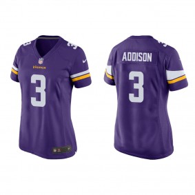 Women's Minnesota Vikings Jordan Addison Purple 2023 NFL Draft Game Jersey