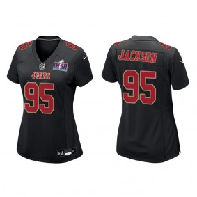 Women's Drake Jackson San Francisco 49ers Black Super Bowl LVIII Carbon Fashion Game Jersey