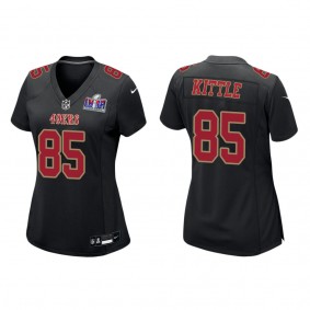 Women's George Kittle San Francisco 49ers Black Super Bowl LVIII Carbon Fashion Game Jersey