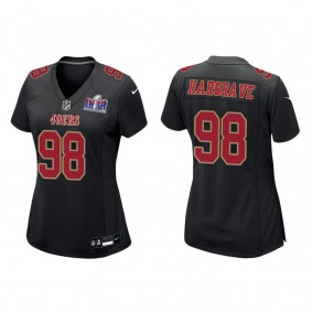 Women's Javon Hargrave San Francisco 49ers Black Super Bowl LVIII Carbon Fashion Game Jersey