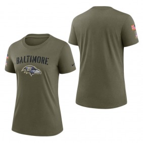 Women's Baltimore Ravens Olive 2022 Salute To Service Legend T-Shirt