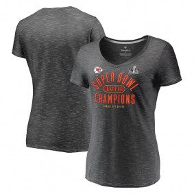 Women's Kansas City Chiefs Charcoal Super Bowl LVIII Champions Under the Lights V-Neck T-Shirt