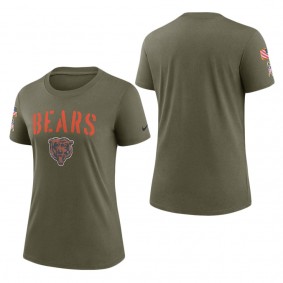 Women's Chicago Bears Olive 2022 Salute To Service Legend T-Shirt
