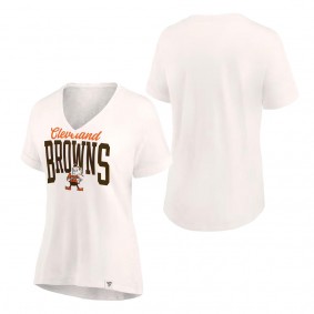 Women's Cleveland Browns Fanatics Branded Oatmeal Motivating Force Lightweight V-Neck T-Shirt