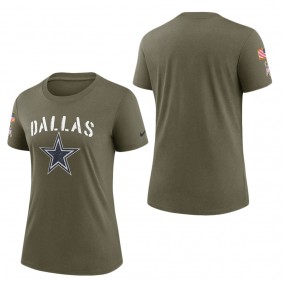 Women's Dallas Cowboys Olive 2022 Salute To Service Legend T-Shirt