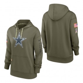 Women's Dallas Cowboys Olive 2022 Salute To Service Performance Pullover Hoodie