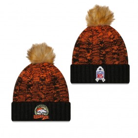 Women's Denver Broncos Black Orange 2022 Salute To Service Pom Knit Hat
