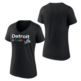 Women's Detroit Lions Fanatics Branded Black City Pride Team V-Neck T-Shirt
